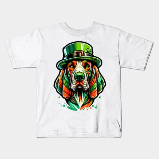 Bracco Italiano Enjoys Saint Patrick's Day Celebration Kids T-Shirt